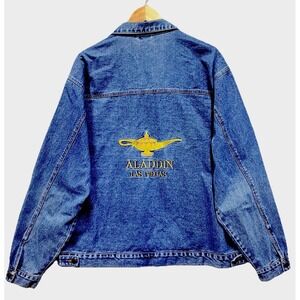 Vintage Aladdin Hotel Las Vegas Jean Jacket Size XXL Genie Lamp Embroidered 90s